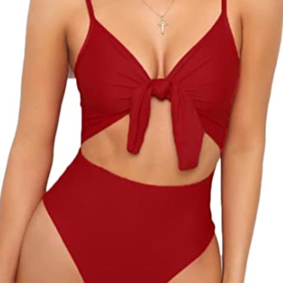 Womens Front Cutout High Cut One Piece Swimsuit